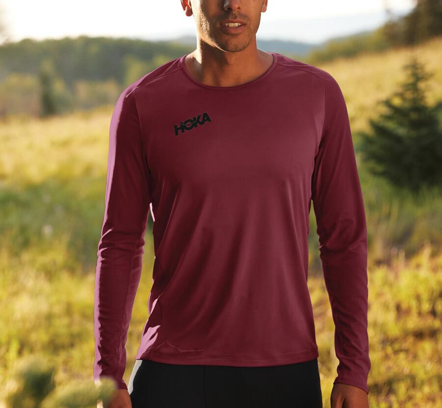 Hoka One One Top Heren - Performance Lange Mouw - Bruin - WE3187650